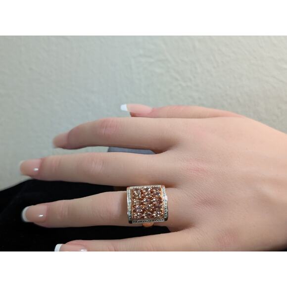 Sterling Rose Vermeil 2.75 CTW Color Change Garnet Diamond Cluster Ring Sz 5.75 - Picture 4 of 8